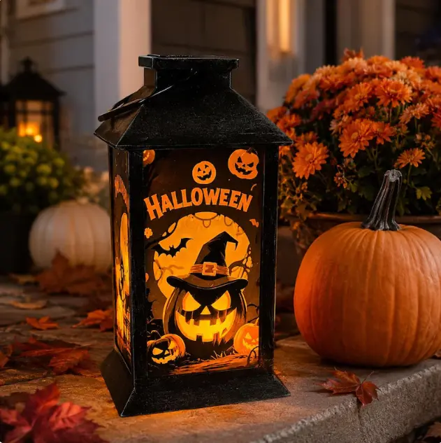 Vintage Solar Pumpkin Lantern - Outdoor Garden Decor, Fall Porch Spooky Pathway Light, Halloween Home Improvement Gift lawn statue
