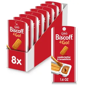 Lotus Biscoff & GO Snack Pack, Cookie Butter & Breadsticks, Non-GMO & Vegan, 1.6 oz Cups, 8 Pack