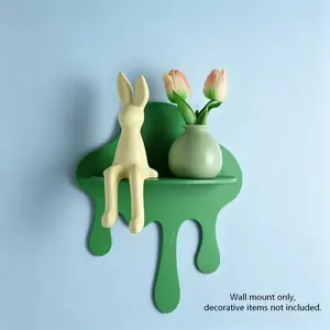 Creative Melted Shape Wall Decor Shelf, Wooden Floating Display Rack, French Panel Nordic Living Room Bedroom Decoration, No Drilling High Aesthetic Wall Art