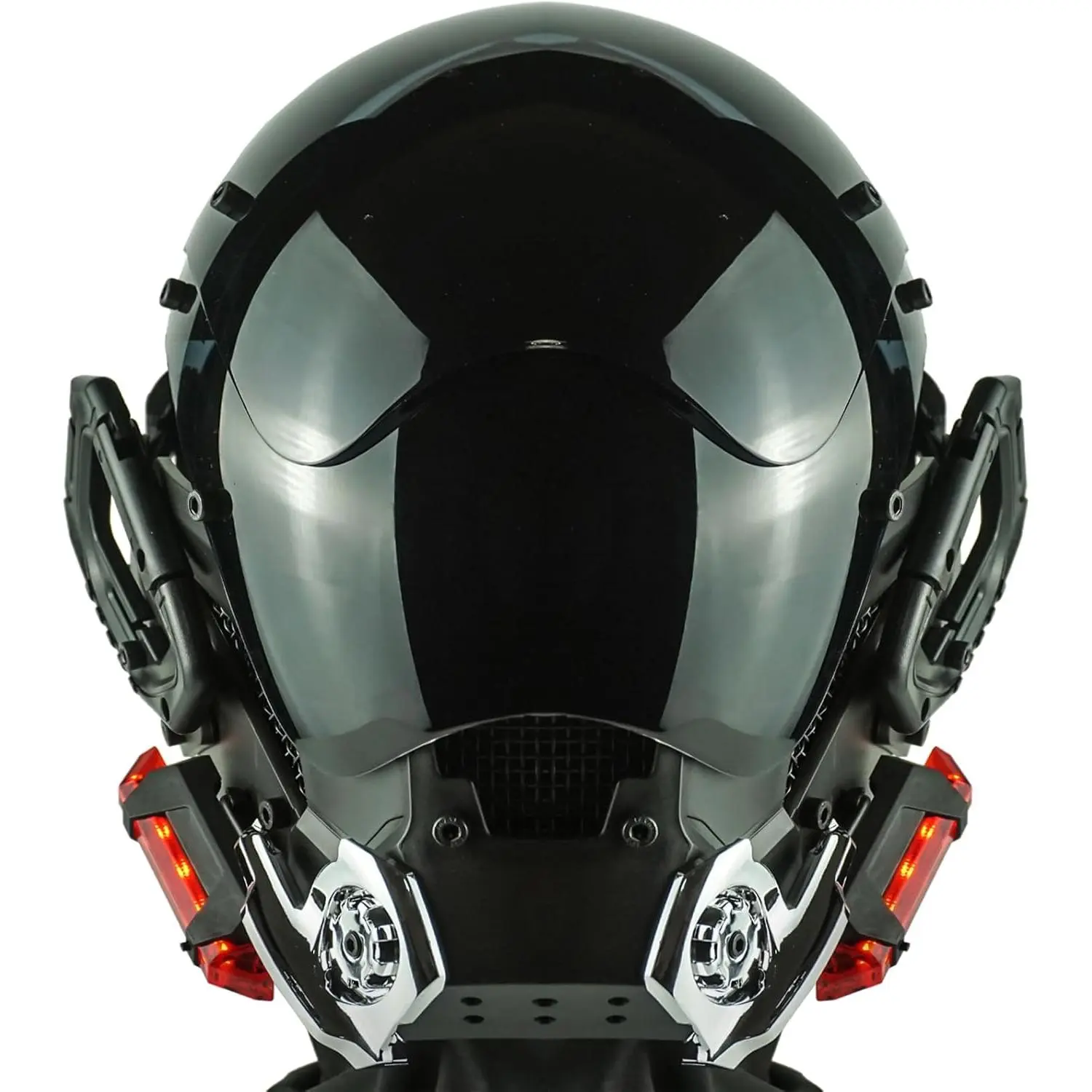 LED Light-Up Plastic Cyberpunk Mask with LED Lights & Button, Adjustable Size Easy-to-Use Festive Party Accessory for Adult Cosplay, Halloween Events (Party Masks & Accessories Category)