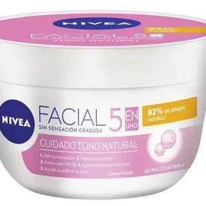 Nivea Crema Facial Hidratante 5 En 1 Tono Natural (PINK Cap) - Moisturizer for All Skin Types - Skincare Cream Moisturizing Spf 15 Uv