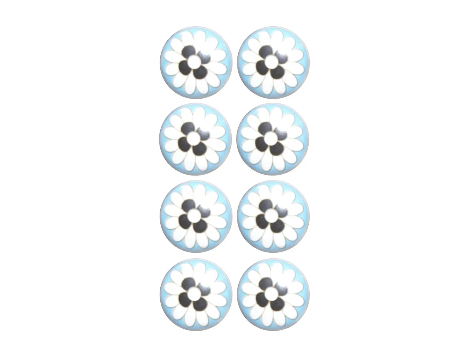 K000021 Knob It - White, Black & Sky Blue - Pack of 8