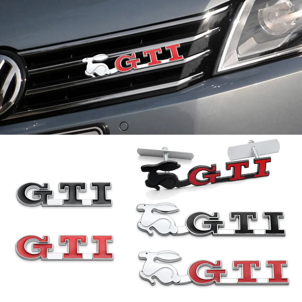 3D Metal GTI Emblem Grille Car Styling Body Sticker Auto Refit Accessories, Stylish Car Merch, For Volkswagen VW Golf Polo Scirocco CADDY Beetle Passat Touareg Jetta Tiguan Car Decals Car Stickers Automotive Decals