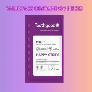 Toothgeek Mint Pap Teeth Strips – 7-Day Use Gentle Formula, Clean Feel, Mint Flavor, Purple Fun Stickers