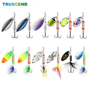 TRUSCEND Spinner Fishing Lures 12pcs Set 2.2''-3'' Swim or Jig Spinner Baits Heavy Weighted Body Ultra-Sharp Treble Hooks Rooster Tail Copper Blade for Bass Trout Walleye Crappie Salmon Pike