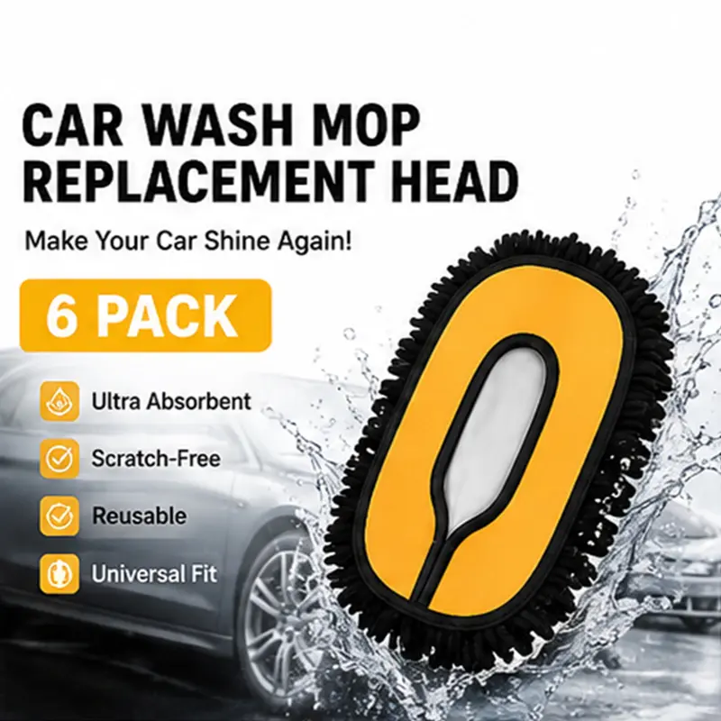 15° Curved Black Microfiber Car Wash Brush Mop, 43-in Handle Extension Rod, 2-in-1 Wash Cloth, Scratch-Free Car Cleaning Tool for Soft Paint Surfaces, Suitable for RVs, Boats Detailing