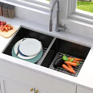 YITAMOTOR Black Kitchen Sink 32in Undermount Sink with 16 Gauge Stainless Steel Nano Gunmetal, Durable, Easy to Clean, Quiet Design & Accessories