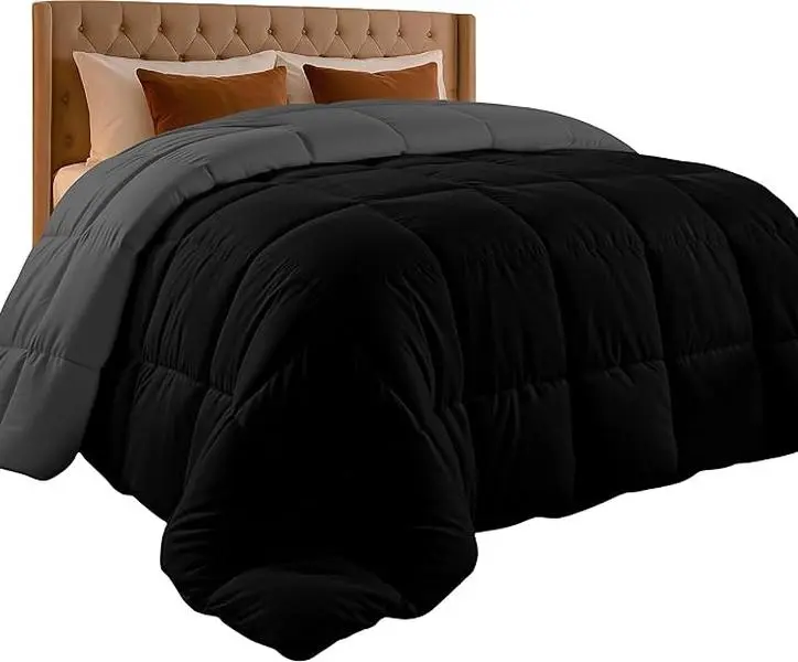 Utopia Bedding Queen Comforter Duvet Insert, Reversible Black/Grey Quilted Comforter with Corner Tabs, Box Stitched Down Alternative Comforters Queen Size 88 x 88 inches