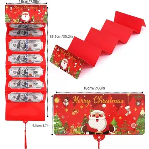4PCS Christmas Cash Gifts with CartoonGreeting Card-Creative Surprise Money ClipWallet & Unique Cash Box, Fun Holiday Gift forMen,Women & Any Recipient Set