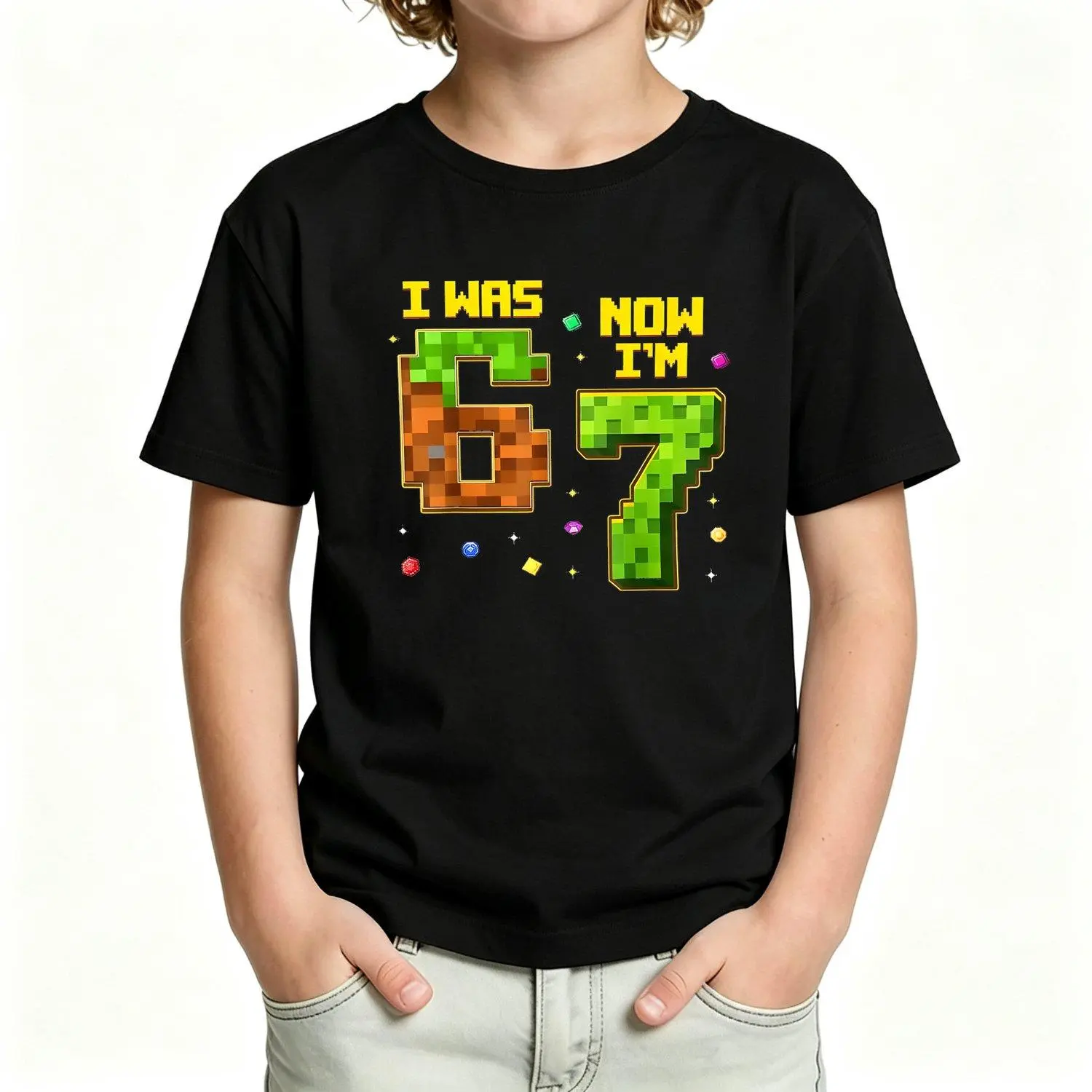 7 Year Old Birthday Shirt Funny I Was 6 Now Im 7 Novelty Awesome Graphic Tee Cute Trendy Cool Kids T Shirt Party Gift Youth Casual Top