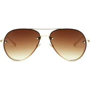 Classic Double Bridge Metal Aviator Sunglasses for Women Men Trendy Retro UV400 Rimless Sun Glasses