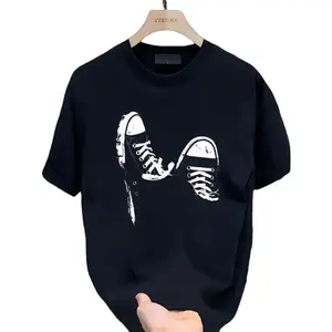 Summer New Simple Printed T-shirt Short Sleeves Round Neck Breathable Cotton Fabric Top Womenswear Day Soft Thick Tshirt Streetwear Crewneck Casual Shortsleeve Basic Fitted Minimalist Graphic Tee Boxy Fit Shirt Baggy Shirt Guys New Summer Clothes