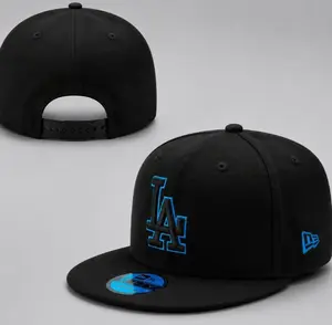 [Hot] LA Dodgers Black Cap Size 7 1/4, Flat Brim Streetwear Urban Outdoor Style