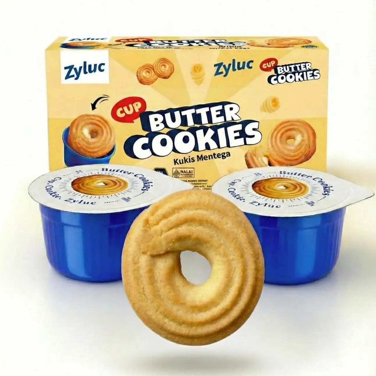 Zyluc Butter Cookies – 16 Single-Serve Snack Cups (3 Cookies Each) | Cup-Packed, Fresh & Crispy, Mess-Free Family Snack for Kids, Lunchboxes, Office, Travel & Sharing (400g)