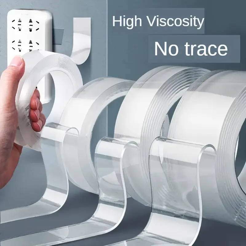3 PCS Heavy-Duty, Reusable, and Removable Silicone Double-Sided Tapes - Strong, Traceless, and Washable Mounting Strips for Home, Office, and Car - Multipurpose, Clear, and Nano Adhesive for Pasteling Items