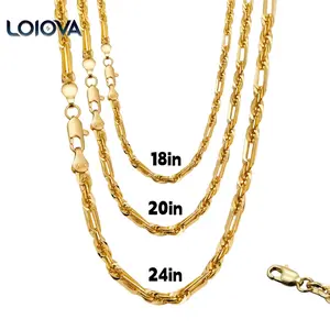 Milano Rope Chain Necklace, Gold-Plated Unisex Fashion Costume Jewelry, Multi-Angled Light Refraction Design, Available in 18in, 20in, 24in Sizes