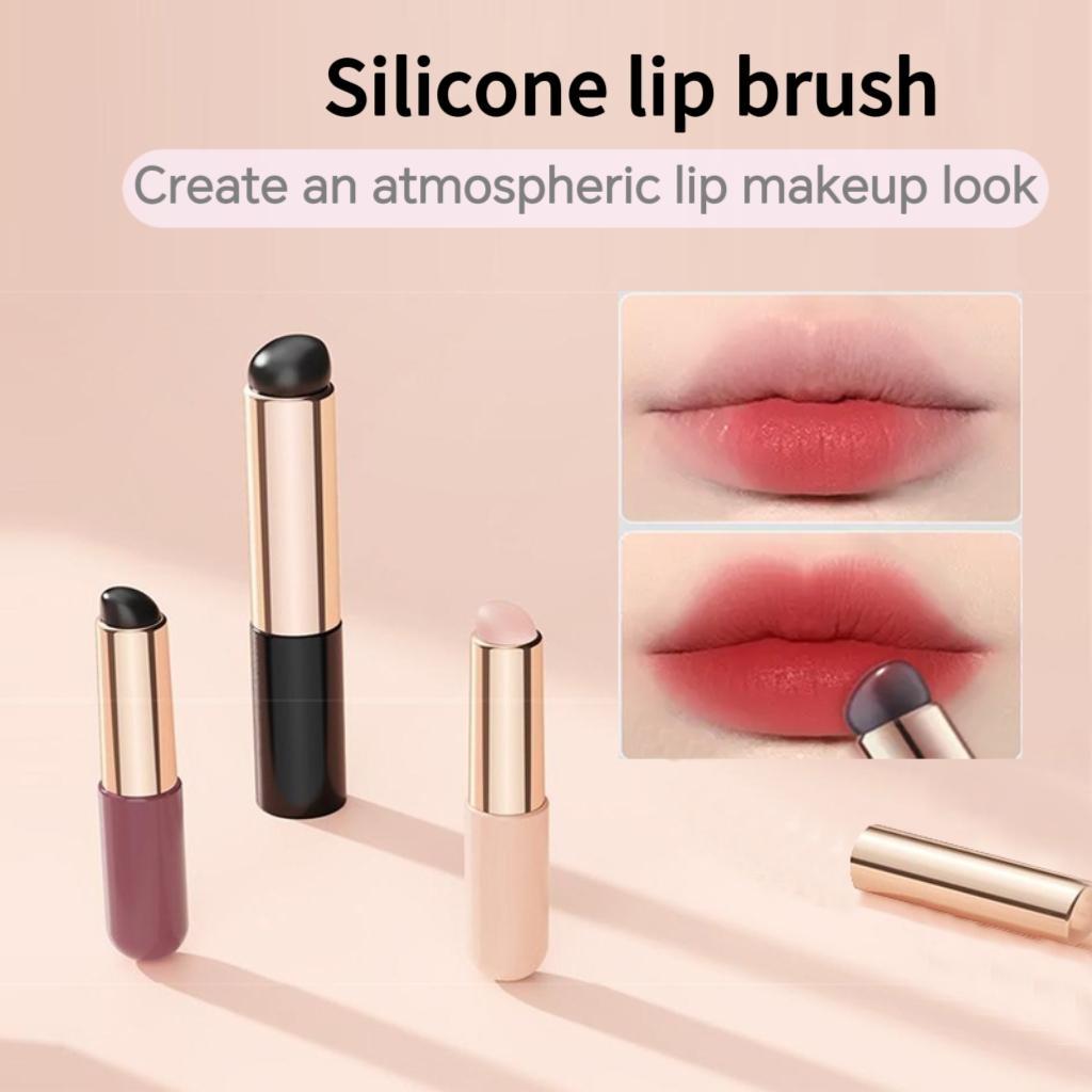 Black lip brush,silicone lip applicator brush,used for applying lip color,lip makeup brush,allows for even and precise application of lip color,the silicone brush head is easy to use and hygienic,portable lip brush.