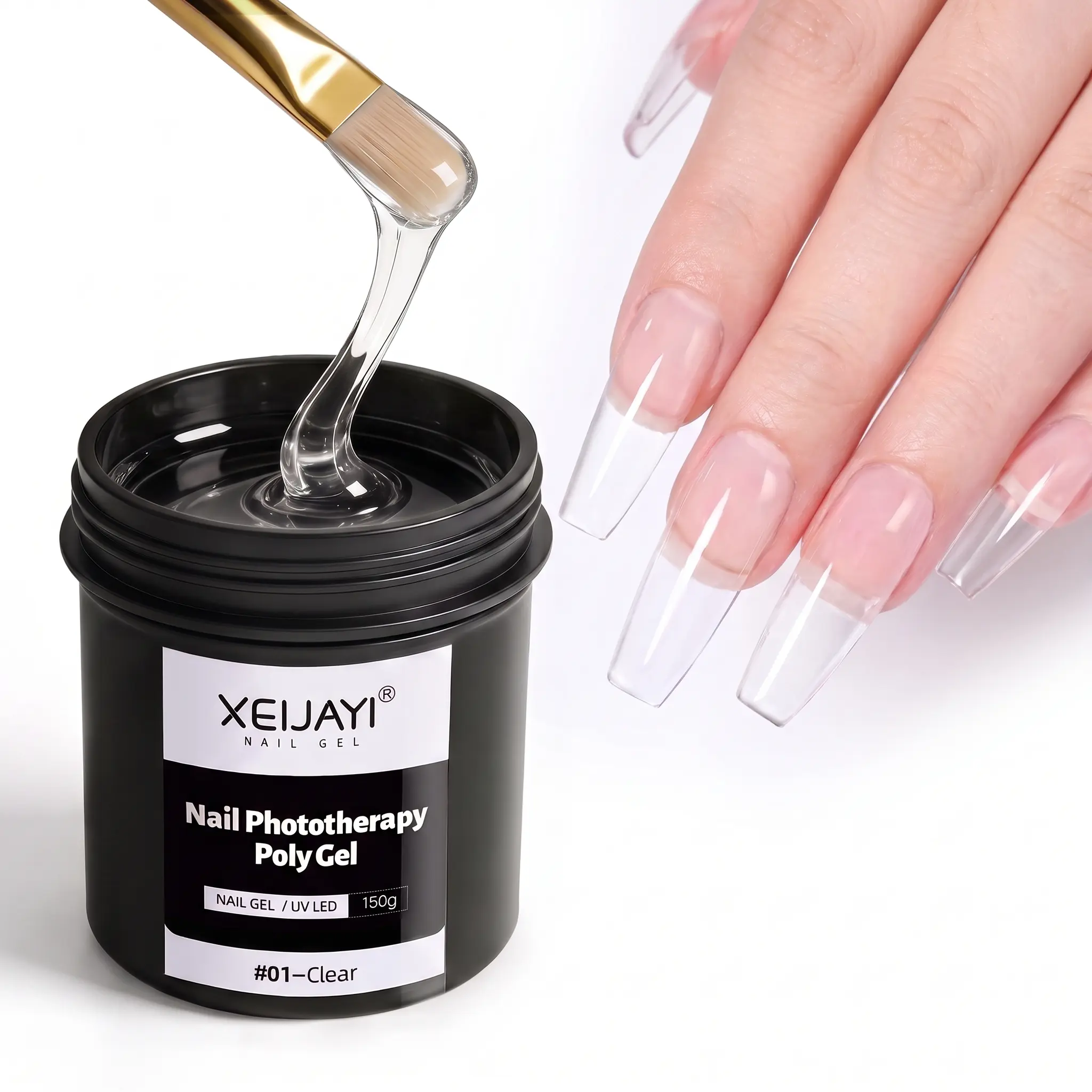 Poly Nail Extension Gel Clear 150g – UV/LED Builder Gel for Nail Extensions,  Acrylic Crystal Polygel Kit, Salon & DIY Nail Art, Long-Lasting Phototherapy  Nail Gel – No Slip, Self-Leveling Formula