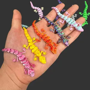 100-Piece 3D Printed Gecko Set, 3.62 in PLA Material, Bright Colors, Smooth - Festive Christmas Decorations, Home Landscape Ornaments (Comes in a Box)
