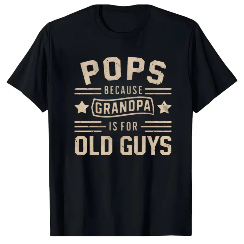 Men's & Unisex Big & Tall Plus Size Vintage Distressed Grandpa POPS Graphic T-Shirt - Soft Breathable Lightweight Oversized Fit Crew Neck Short Sleeve Tee, Casual Daily Wear, Machine Washable, All-Season Casual Top