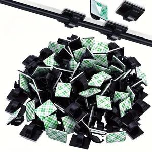 Self Adhesive Cable Clip, 50pcs Wire Management Cable Holder Clamp, Extension Cable Holder, Desk Cable Organizer, Portable Cable Tie Holder for Car, Office & Home