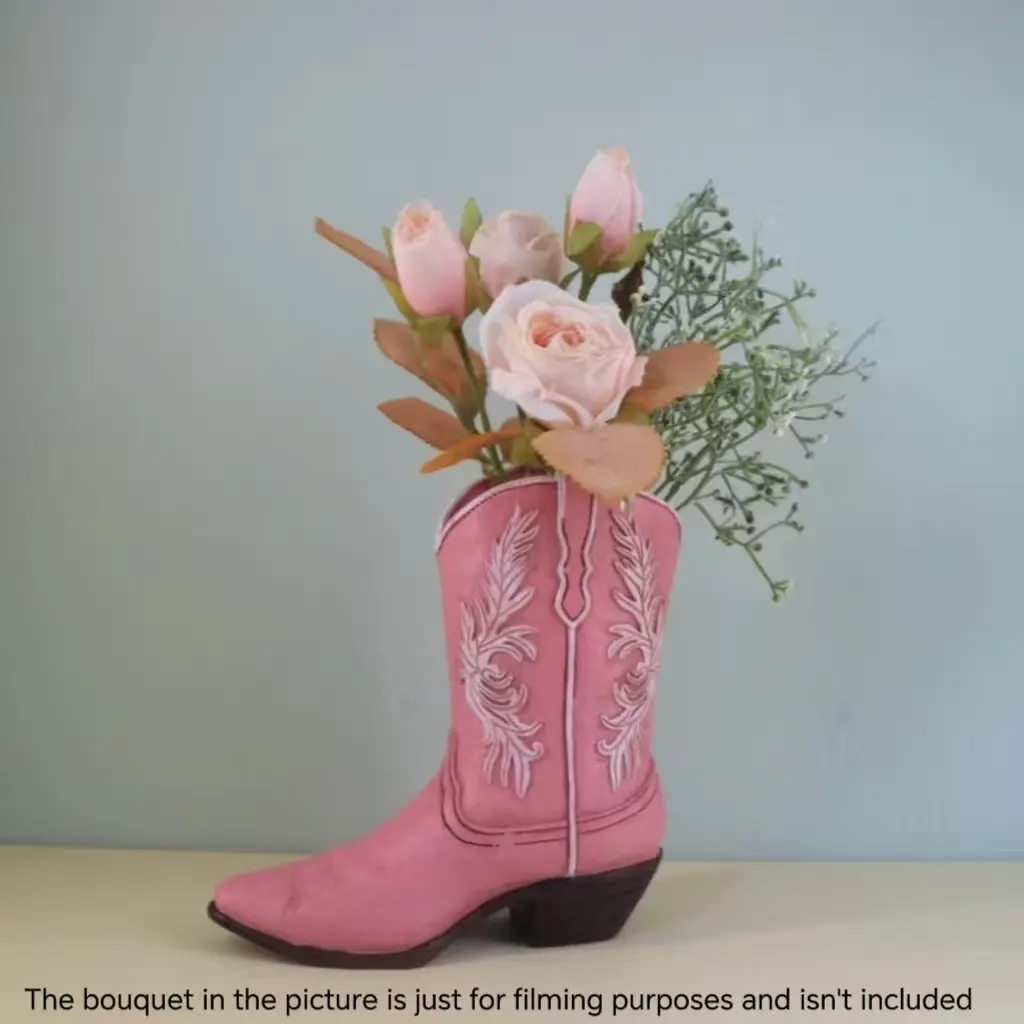 Western Cowboy Resin Vase, Retro Ranch Style Rectangular Flower Pot, Hydroponic Flower Arrangement, Rustic Centerpiece, Living Room Decor, Vases For Centerpieces, Home Decorative Vase