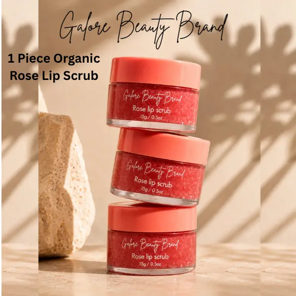 1 Piece Organic Rose Lip Scrub - Coconut Sugar Gentle Plumper Formula, Nourishing Exfoliating Moisturizing Treatment for All Skin Types, Daily Beauty Essential, Birthday Gift for Women, Youth-Boosting, 12-Month Shelf Life Compatibility, Smooth, Hydrating
