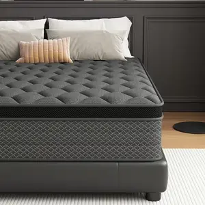 SEEUO 10/12/14 Inch Hybrid Mattress, Twin Full Queen King Size, Medium Plush Comfort with Cooling Gel Memory Foam & Pocket Springs, Pressure Relief & Lumbar Support, Mattress in a Box
