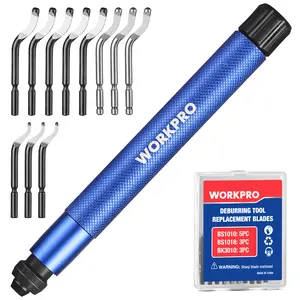 #SpringGlowUp WORKPRO Deburring Tool with 11 Extra High Speed Steel Swivel Blades - 360 Degree Rotary Head Deburring Tool for Metal, Resin, Aluminum, Copper, Plastic, 3D Printing, Wood
