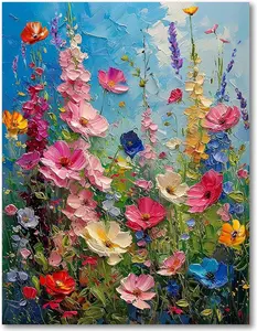 Wildflower Stamped Cross Stitch Kits for Adults - Flower Embroidery Kits for Beginners Adults,11 CT Patterns Dimensions Counted Cross Stitch Kits for Adults Arts Craft 12x16 inch