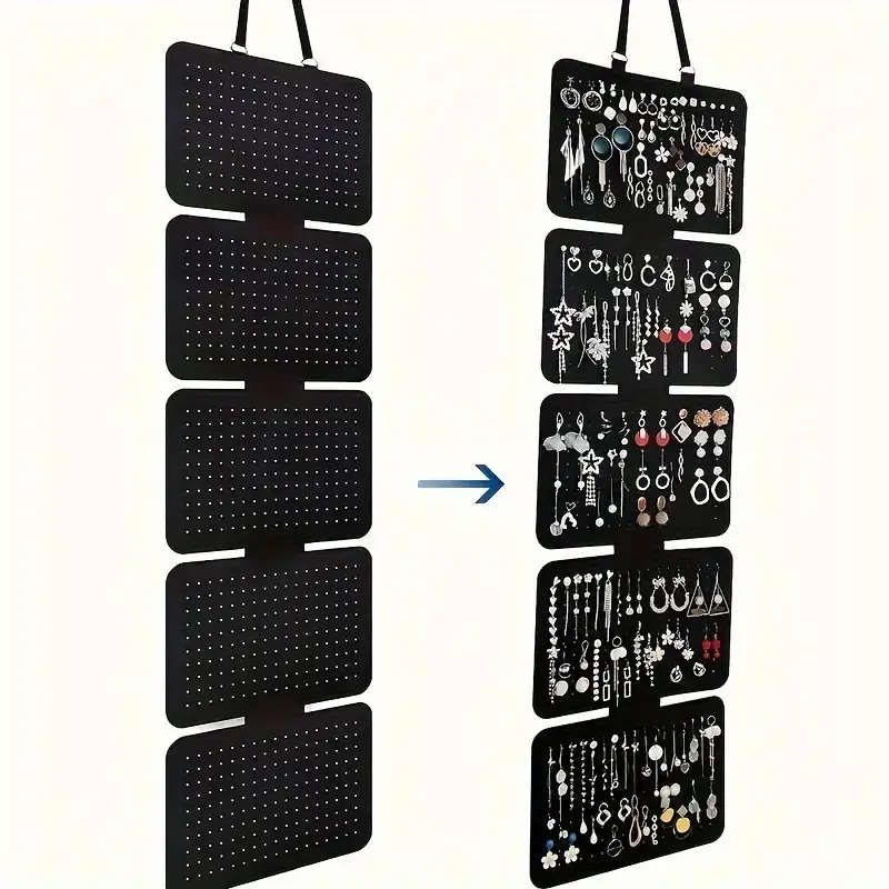 Jewelry Storage Rack, 1 Count 5 Layer Felt Jewelry Display Stand, Large Capacity Foldable Display Stand, Home Jewelry Organizer for Earrings, Pendants, Necklaces & Bracelets, Home Organizers