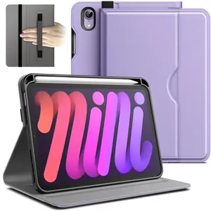 JETech Case for iPad mini (A17 Pro, 2024 Model, 7th Generation) / mini 6 (2021 Model, 6th Generation), PU Leather Business Folio Tablet Cover with Pencil Holder & Pocket