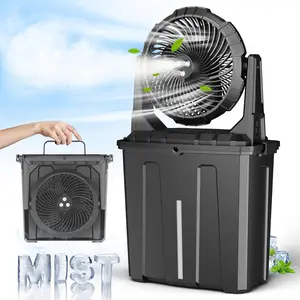 Ausic 10″ 9L Portable Misting Fan, [Max 55Hrs] Outdoor Mister Fan for outside Patios Golf, 20000Mah Rechargeable Battery Operated Travel Water Cooling Fan, Camping Patio Accessories - 3 Spray Misters