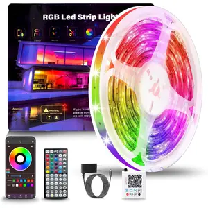Led Lights  Bedroom 50ft (1 Roll), Color Changing RGB Led Strip Lights with 60 Keys Remote and App Control, Music Sync Led Lights  Room Kitchen Party Home Decor