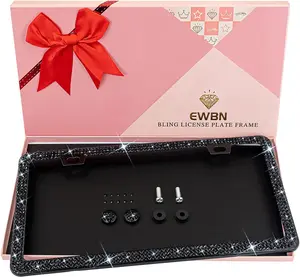 Black Bling Rhinestone License Plate Frame