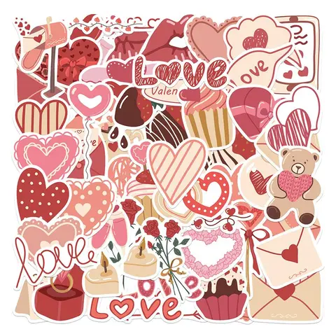 58pcs/set Love Series Graffiti Stickers for Water Bottles, Skateboards, Notebooks, Laptop Decoration, DIY Sticker, Art Stickers, Decorative Stickers, Heart, Waterproof Stickers, Sticker Packs