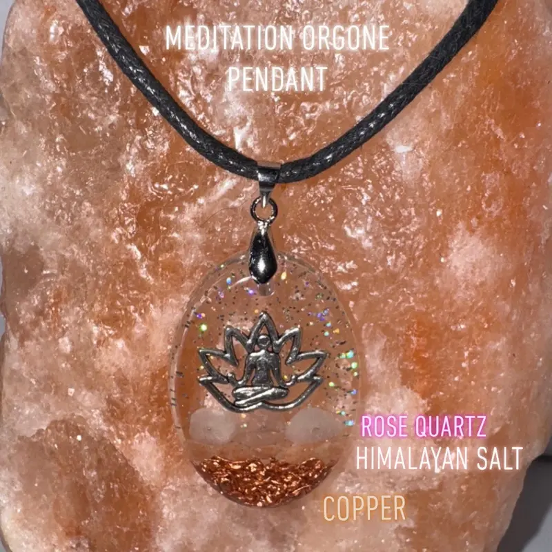 Orgone Meditation Energy Pendant Quartz Crystals Copper and Himalayan Salt Orgone Protection Necklace Jewelry