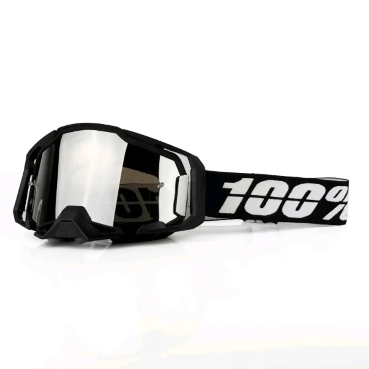 100% Brand Motocross Goggles -  (Lightweight TPU Frame Mirror Lens Black Motogoggles Sport Cycling Sunglass Dirt Bike Goggles Off Road Racing Style) for Motocross, Dirt Bike Riding, MTB, BMX, ATV, Enduro, Mountain Biking & Outdoor Sports