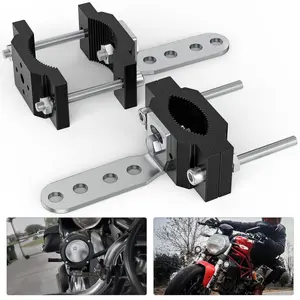 Nilight 2Pcs Powder-Coated Anti-Slip Motorcycle Tube Clamp Mounting Brackets, 0.7-2Inch Round Tube Compatibility, with M8 Screw Hole
