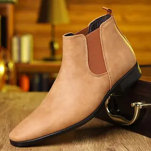 New Chelsea Boots for Men - Casual Business Fashion Shoes in Smooth Frosted Grain Material with Comfortable PVC Sole for General Occasions & Cocktail Parties Black