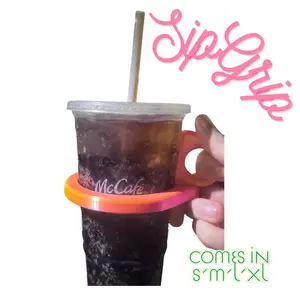 SIPGRIP Snap-Apart Cup Handle for Iced Coffee & Cold Drinks Comes in Small to XL Sizes Perfect for On-the-Go Sipping