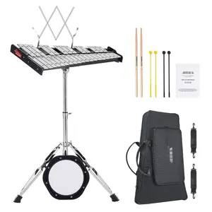32-Note Glockenspiel Xylophone Bell Kit, Professional Percussion Instrument Set With Mallets, Drum Sticks, Music Stand, 8-Inch Practice Pad, Adjustable Stand And Carrying Bag For Students And Adults