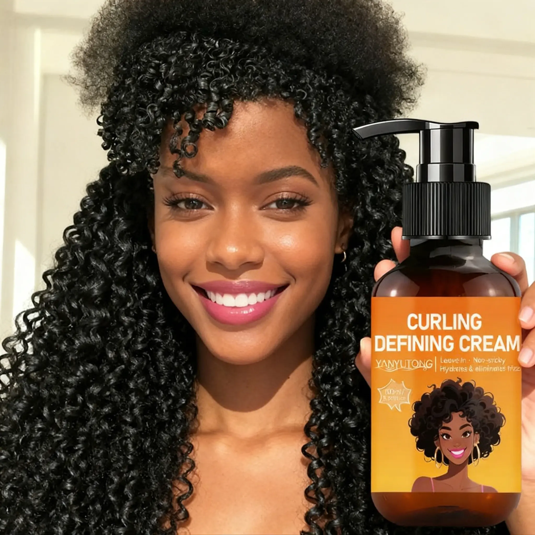 100ML Curl Care Cream Balm Moisturizer, Curl Defining Formula, Anti-Frizz Elastic Volume, Deep Conditioning, Moisturizing Hydrating Styling, Suitable for Wavy Curly Hair, Unisex, Curly Haircare