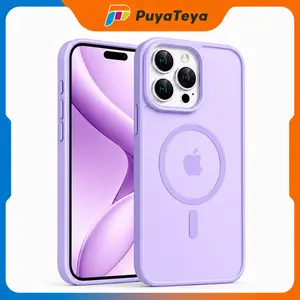 PuyaTeya MagSafe Magnetic Casing for iPhone 16/15 Series - Lavender Purple Matte Translucent Slim Cellphone Accessories with N52 Strong Magnet, 12FT Drop Protection, Shockproof Handheld Button Guard, Comfortable Grip, Wireless Charging Compatibility