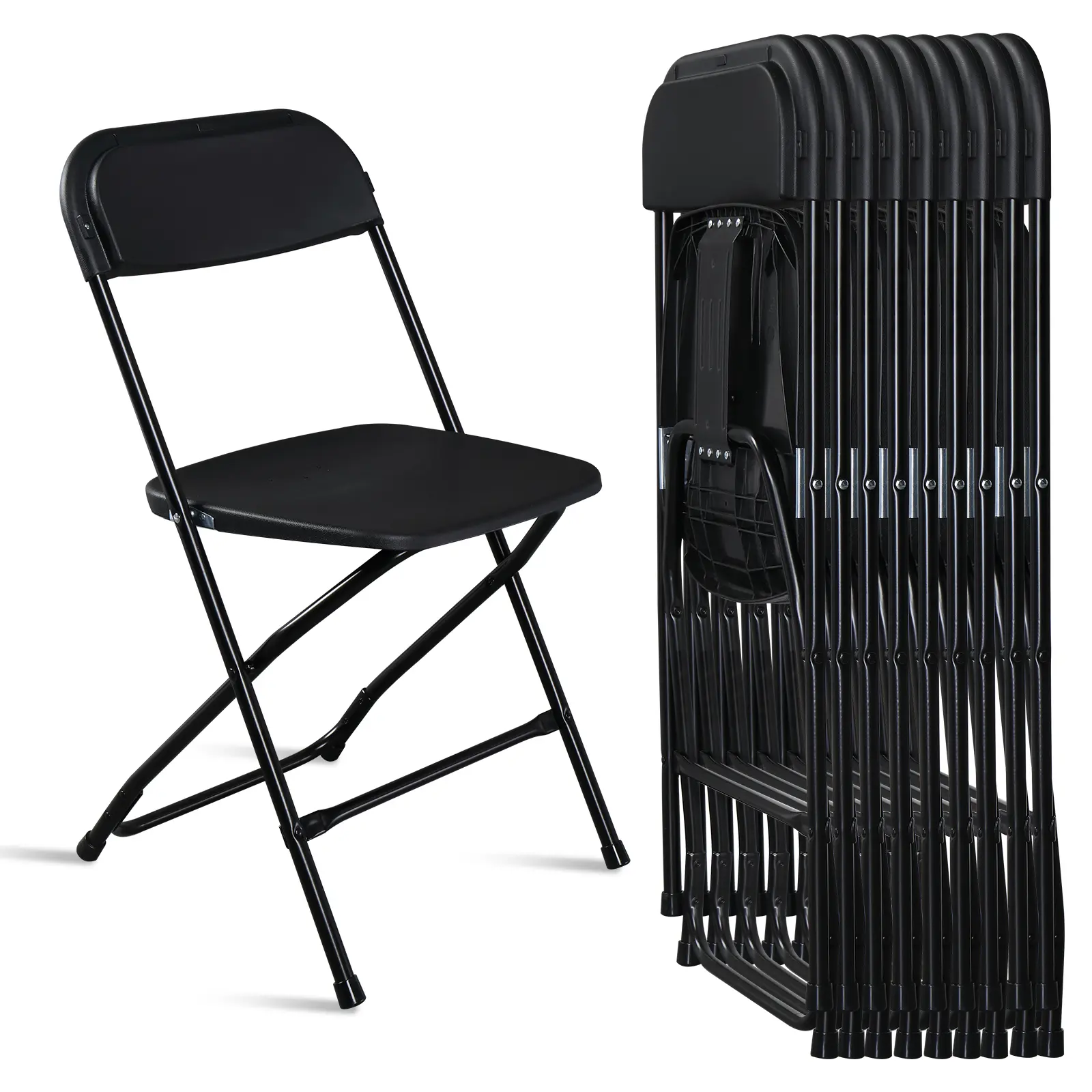 10-Pack Commercial-Grade Plastic Folding Chairs - Armless, Stackable, Compact Collapsible Portable Stools with Metal Frame, 330lbs Load Capacity, Lightweight Sturdy Seats for Indoor, Outdoor Events, Portable Stool, Collapsible Portable Stool