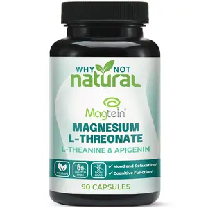 Magnesium L-Threonate Complex with Apigenin and L-theanine 90 Capsules, Patented Magtein Supplement from Why Not Natural Fitness Healthcare