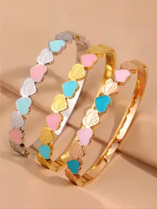 1 piece of light luxury elegant stainless steel multi-color dripping oil love bracelet Valentine's Day fashion jewelry A variety of colors are available Suitable for men, women, Stainless Steel Bracelets Elegant Bangle