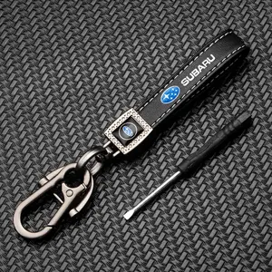 Subaru Leather Car Logo Keychain, Durable Embroidery Craft, Universal Fit for Multiple Models, Fashionable Car Accessories, Heavy Duty Keychain