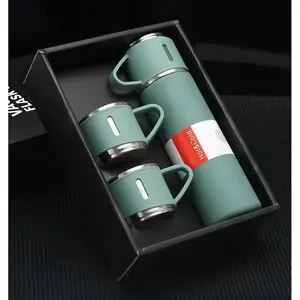 Thermos Coffee Travel Mug Stainless Steel Vacuum Flask Double Layer Gift Set 4pc