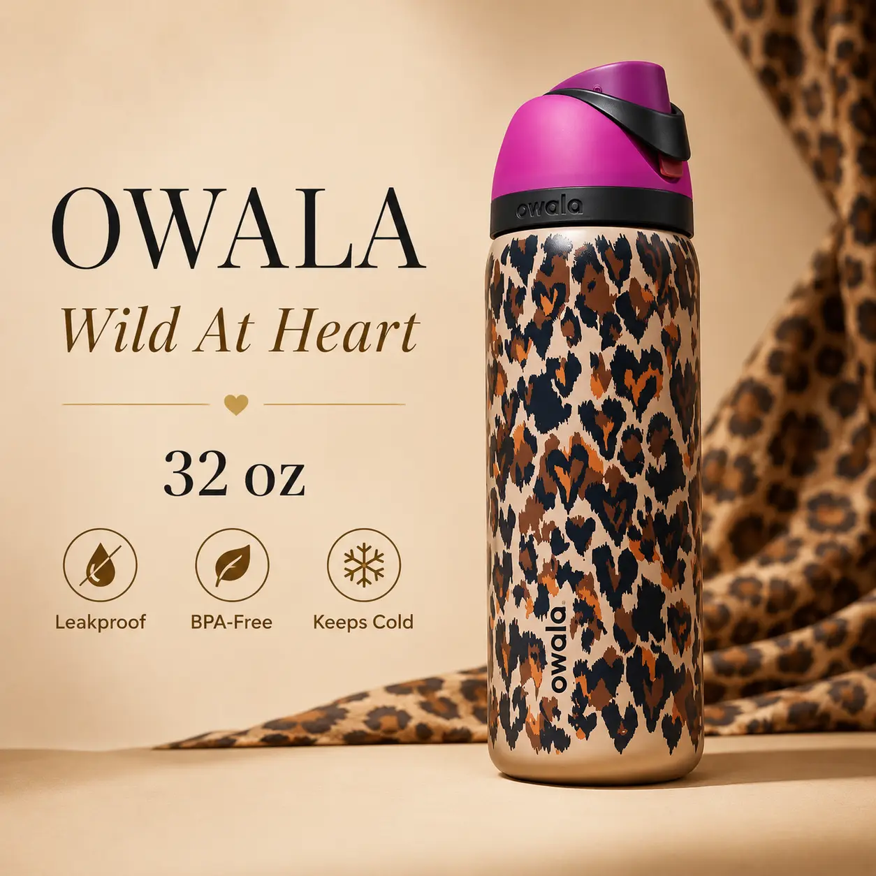 Owala Wild At Heart X UO Collab Water Bottle 32oz Owala Wild At Heart X UO Collab Water Bottle 32oz